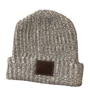 Love Your Melon Beanie Hat Salt & Pepper Chevron Knit 100% Cotton